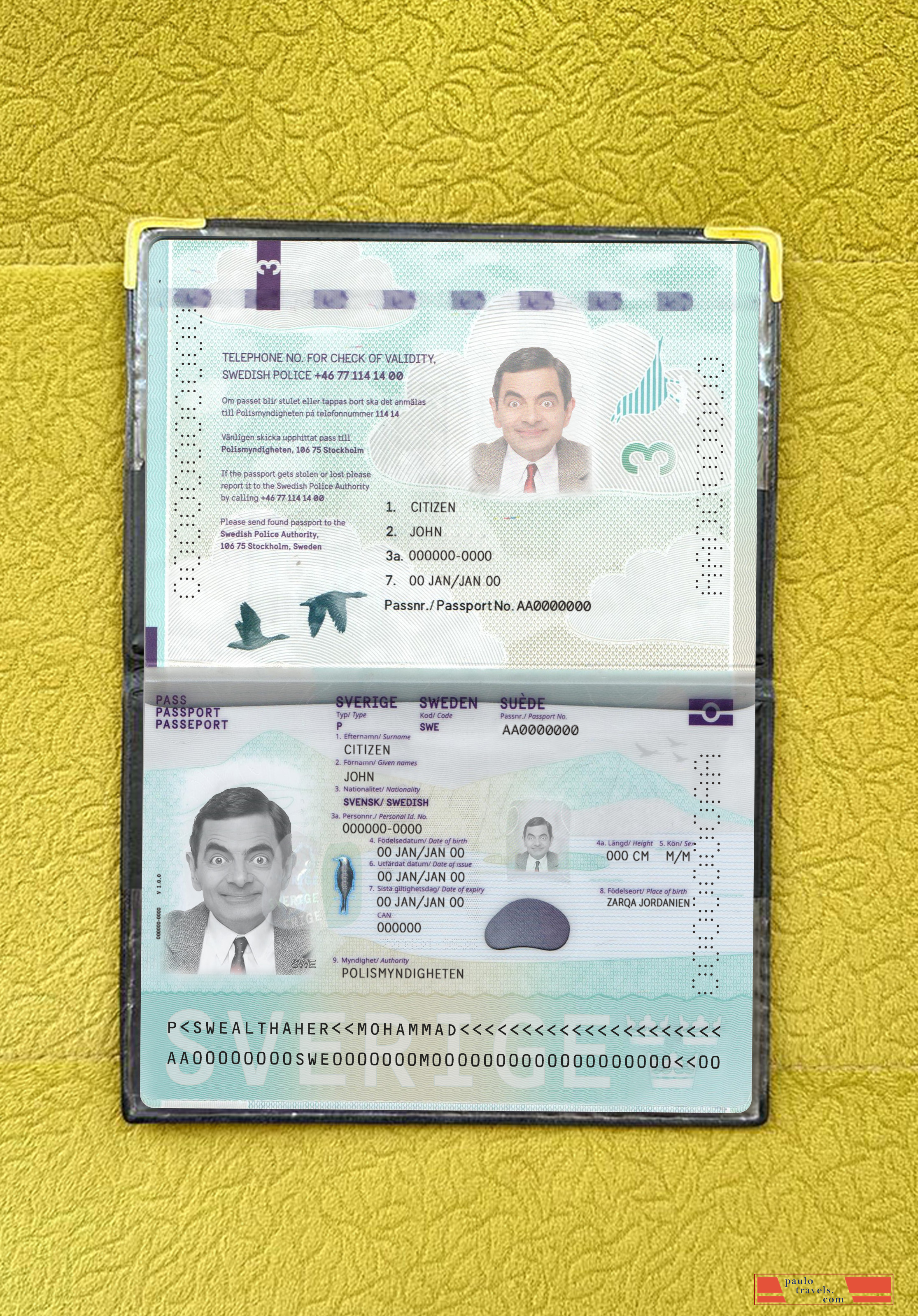 Sweden passport new 2022 present photolook PSD template